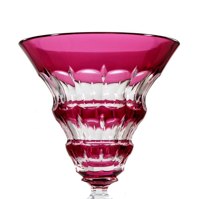 Stem glass with a magenta-colored cup, Josephinenhütte, designed by S. Haertel around 1924 ​