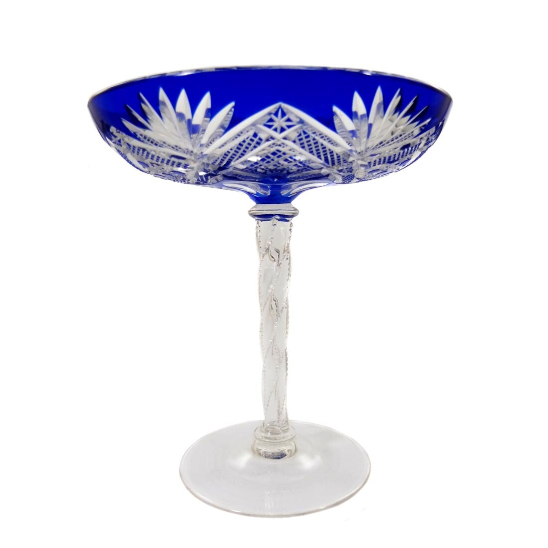Stem glass with cobalt blue overlay, Josephinenhütte around 1910-20