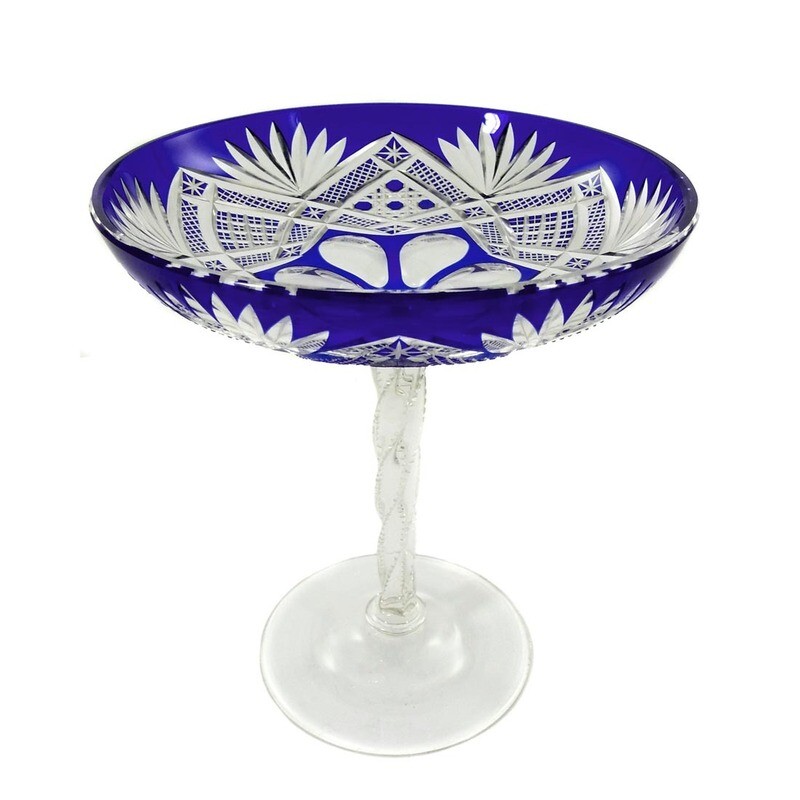 Stem glass with cobalt blue overlay, Josephinenhütte around 1910-20