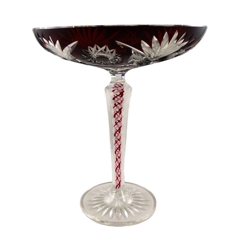 Confectionery bowl / centerpiece with lace filigree, Josephinenhütte around 1920