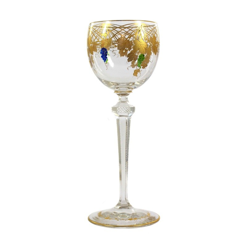 1st of 4. Stem glasses with gold and enamel painting, Josephinenhütte around 1900-05