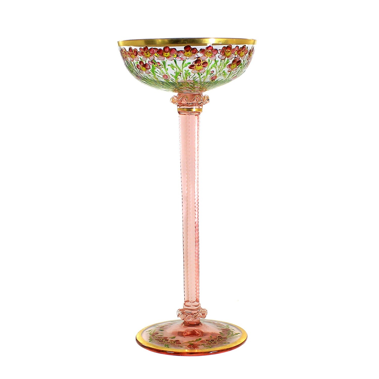 Tall stemmed glass with transparent painting, Josephinenhütte, S. Haertel around 1912