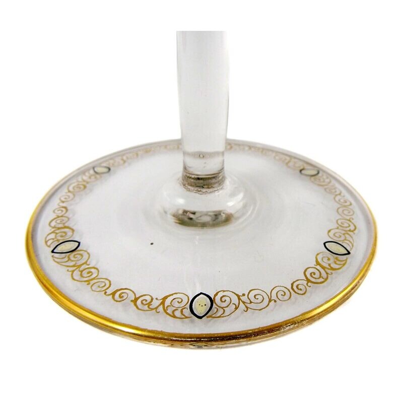 Stem glass with colorful translucent enamel, Josephinenhütte, Haertel / Wille around 1912
