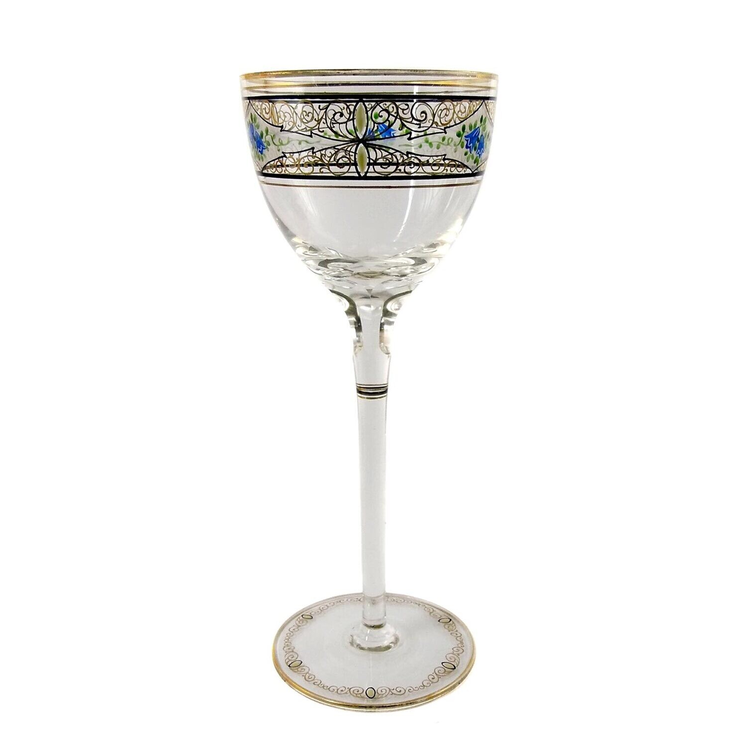 Stem glass with colorful translucent enamel, Josephinenhütte, Haertel / Wille around 1912