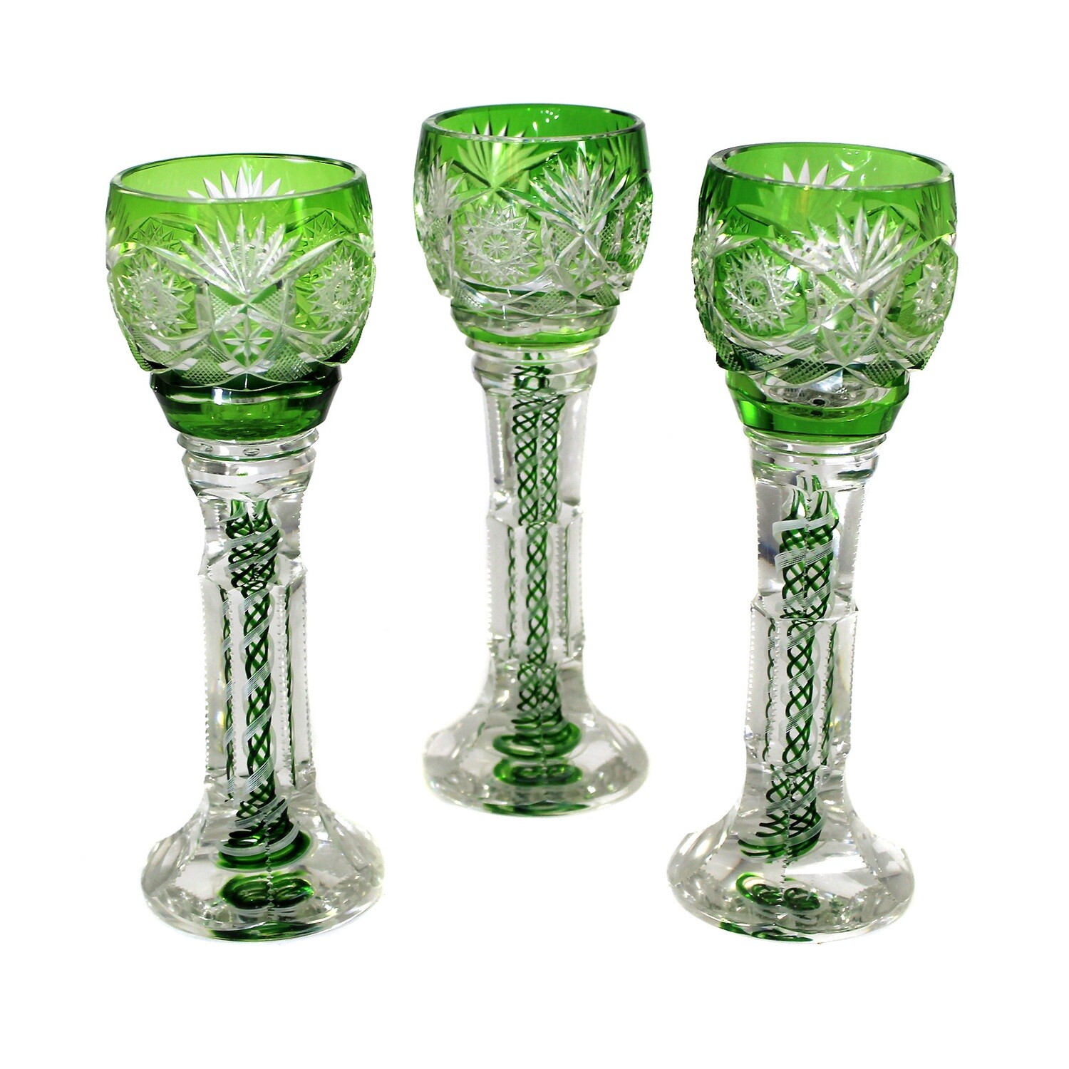 1st of 3. Ceremony cup with spiral glass threads and pierced air beads, Josephinenhütte