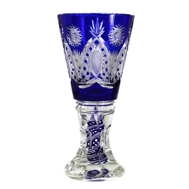 Magnificent cup with spiral glass threads and pierced air beads, Josephinhütte