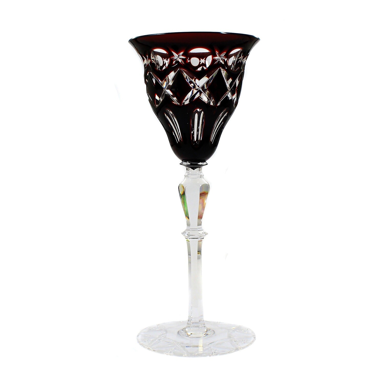 Stem glass with copper ruby overlay, designed by A. Pfohl, form 036, Josephinenhütte