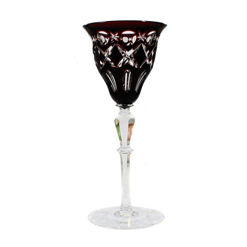 Stem glass with copper ruby overlay, designed by A. Pfohl, form 038, Josephinenhütte