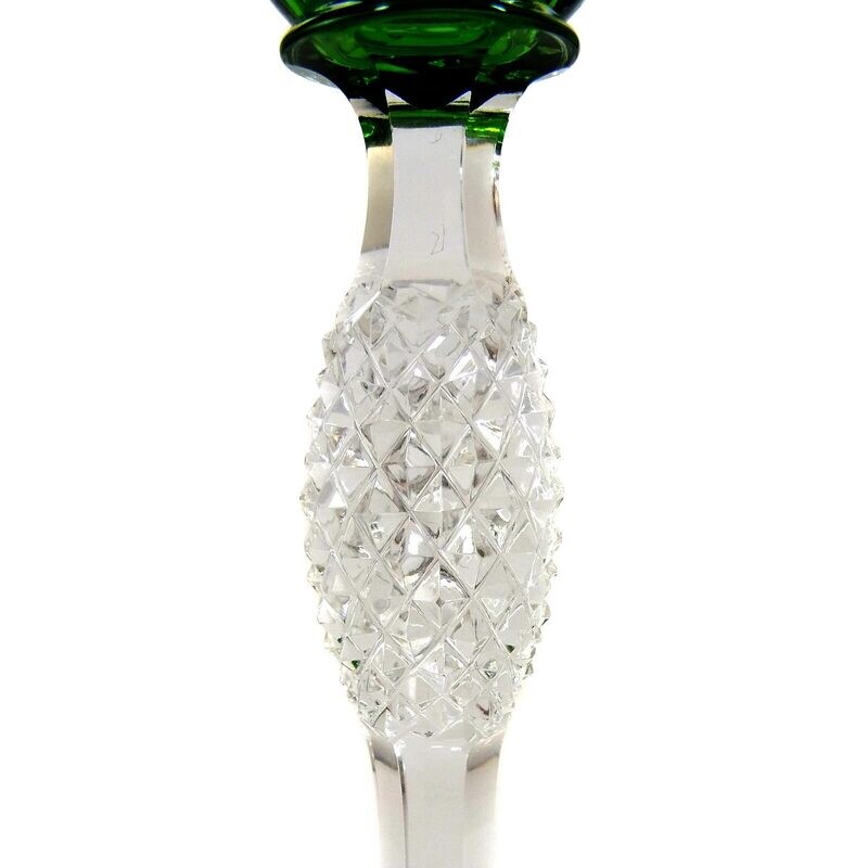 Stem glass with green overlay, Josephinenhütte, designed by Alexander Pfohl around 1920
