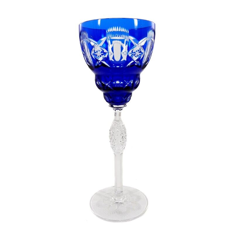 Stem glass with cobalt blue overlay, Josephinenhütte, designed by A.Pfohl around 1920