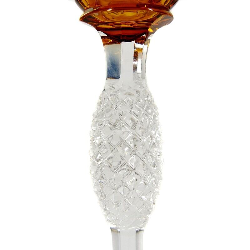 Stem glass with orange overlay, designed by Alexander Pfohl, Josephinenhütte around 1920