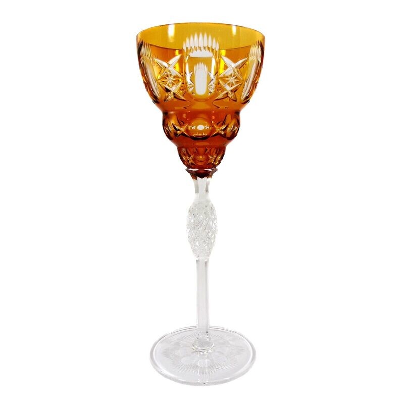 Stem glass with orange overlay, designed by Alexander Pfohl, Josephinenhütte around 1920