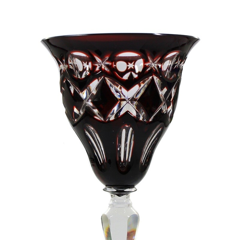 Stem glass with copper ruby overlay, designed by A. Pfohl, form 038, Josephinenhütte