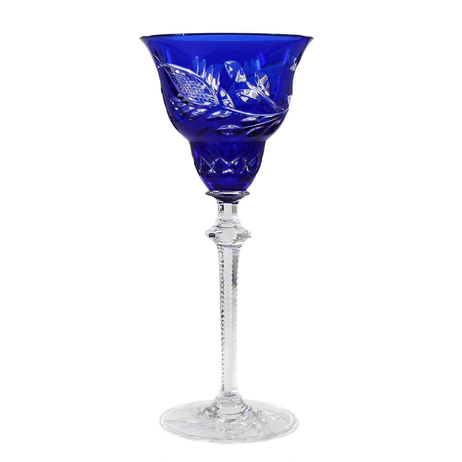 Stem glass with cobalt blue overlay, designed by A. Pfohl, Josephinenhütte around 1929