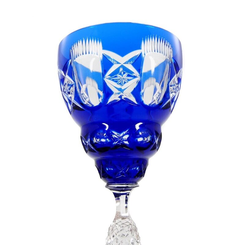 Stem glass with cobalt blue overlay, Josephinenhütte, designed by A.Pfohl around 1920