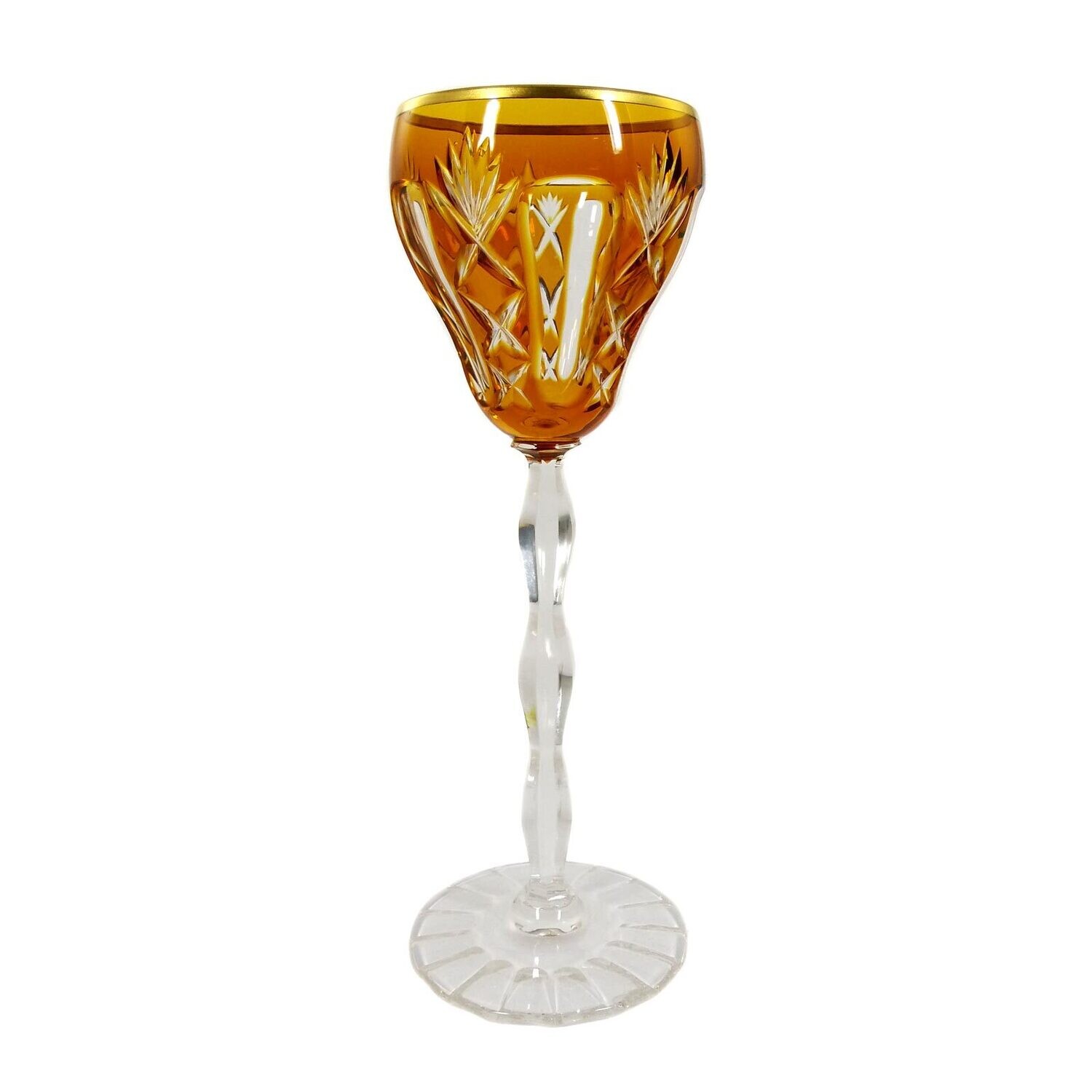Stem glass with overlay, designed by Alexander Pfohl, Josephinenhütte around 1920