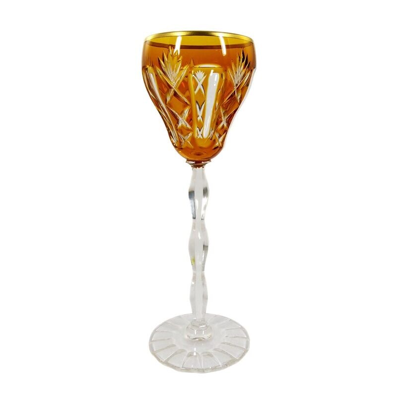 Stem glass with overlay, designed by Alexander Pfohl, Josephinenhütte around 1920