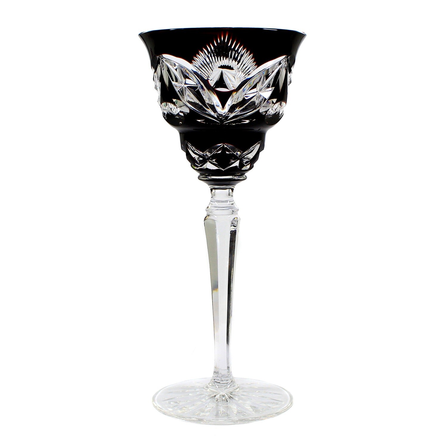 Stem glass with dark purple overlay, designed by A. Pfohl, form 0946, Josephinenhütte