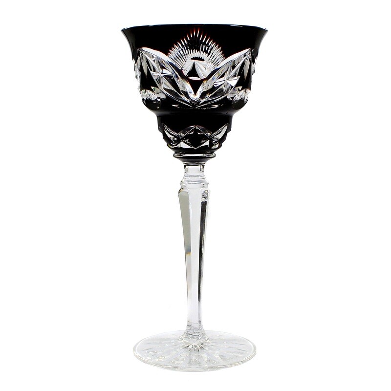 Stem glass with dark purple overlay, designed by A. Pfohl, form 0946, Josephinenhütte