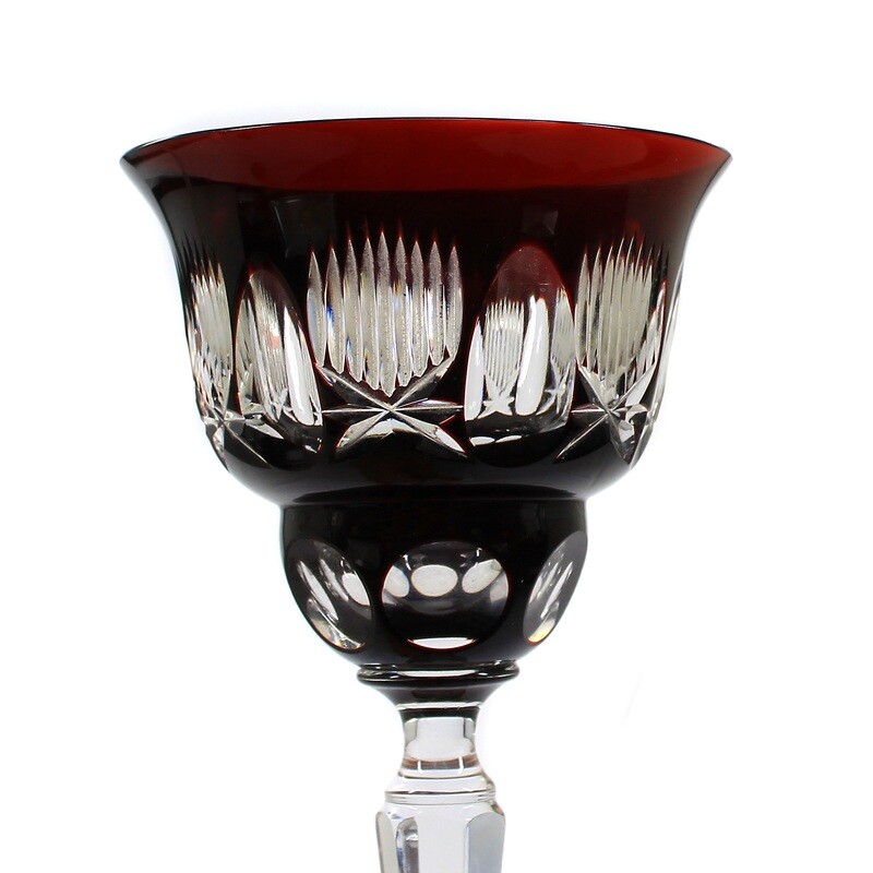 Stem glass with copper ruby overlay, designed by A. Pfohl, form 0946, Josephinenhütte