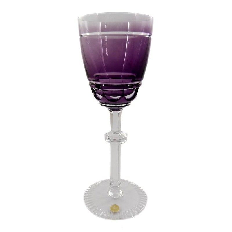 1st of 3. Stem glass with purple overlay, Josephinenhütte, A. Pfohl.