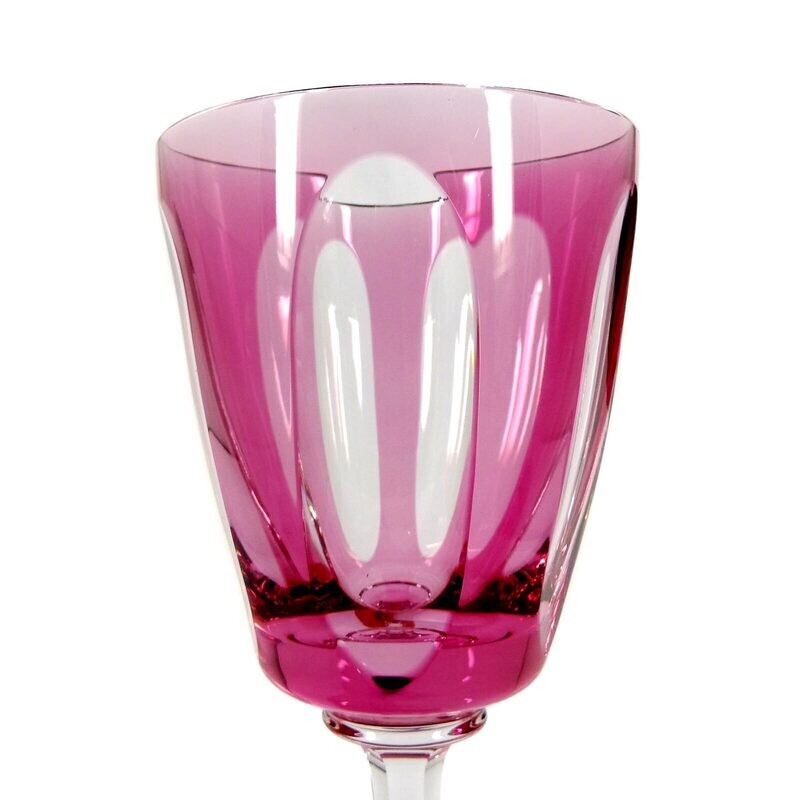 Stem glass with rose-colored overlay, Josephinenhütte, designed by A. Pfohl, F.9012