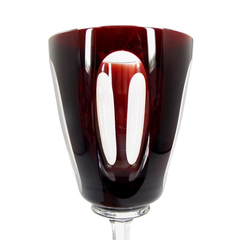 Stem glass with ruby-colored overlay, Josephinenhütte, designed by A. Pfohl, F.9012