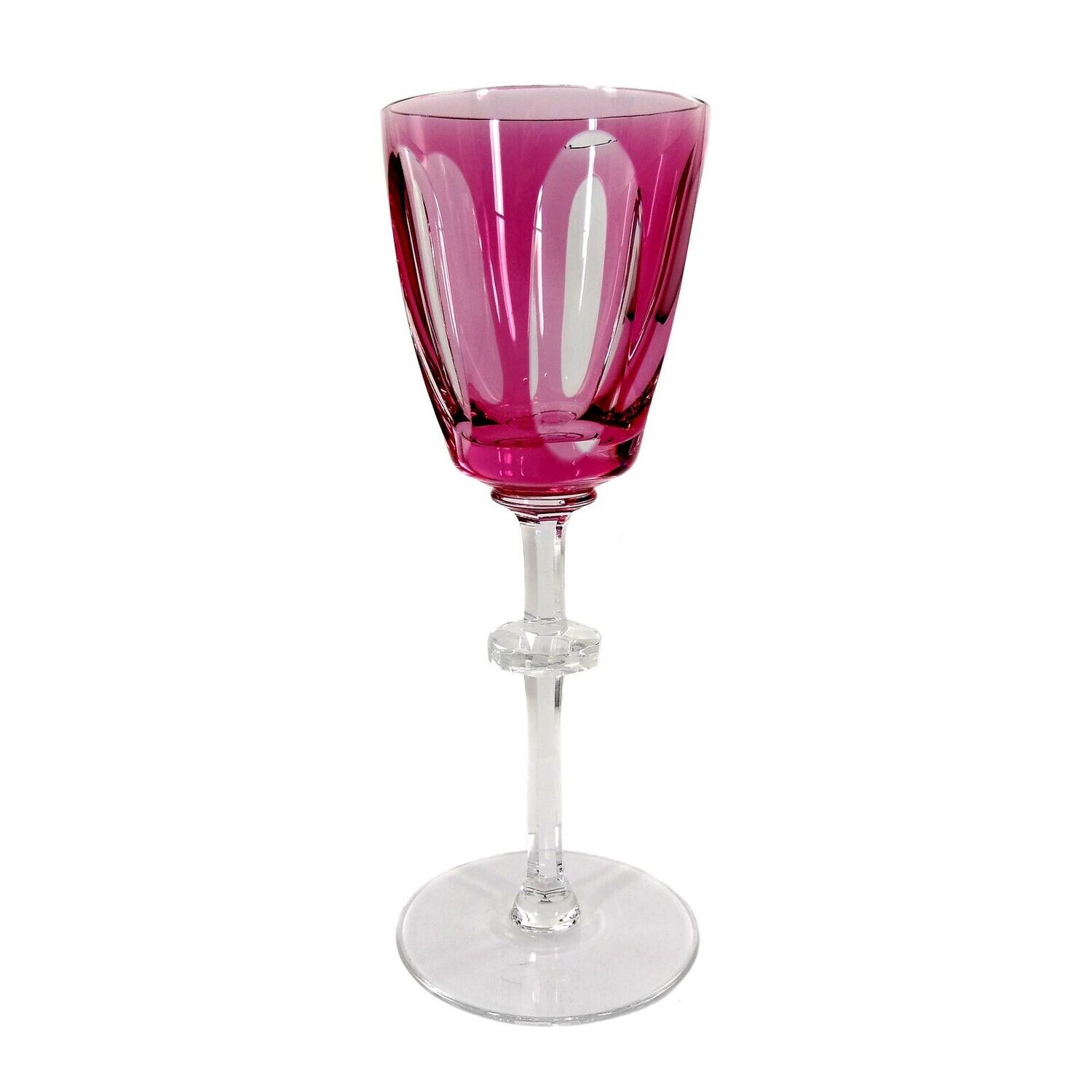 Stem glass with rose-colored overlay, Josephinenhütte, designed by A. Pfohl, F.9012