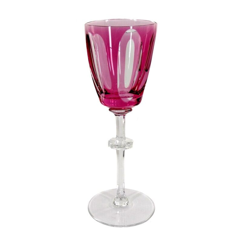 Stem glass with rose-colored overlay, Josephinenhütte, designed by A. Pfohl, F.9012