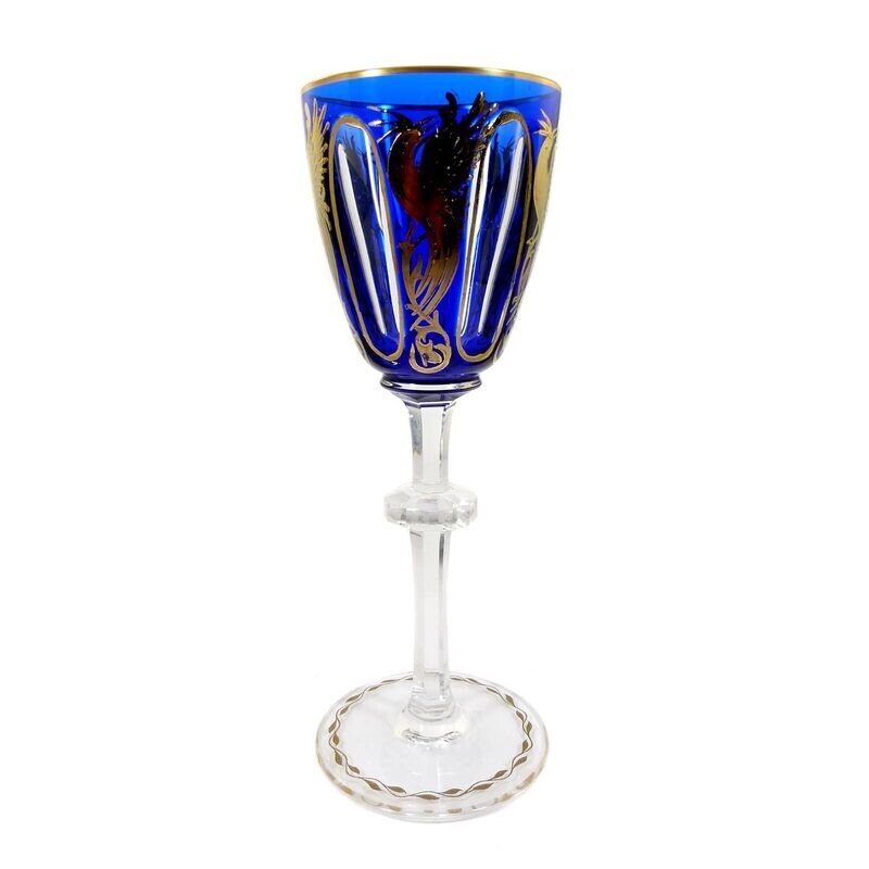 Stem glass with bird of paradise, designed by Alexander Pfohl, form 9012, Dec. 902