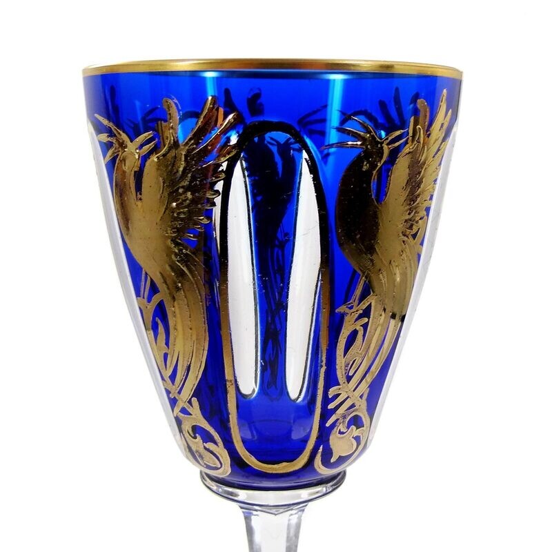 Stem glass with bird of paradise, designed by Alexander Pfohl, form 9012, Dec. 902