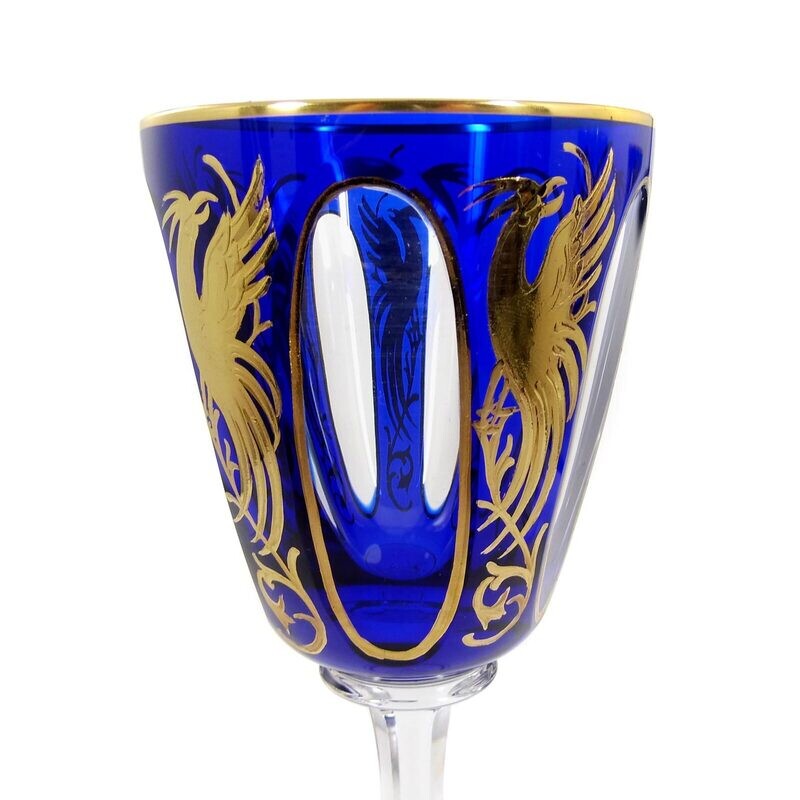 Stem glass with bird of paradise, designed by Alexander Pfohl, form 9012, Dec. 902