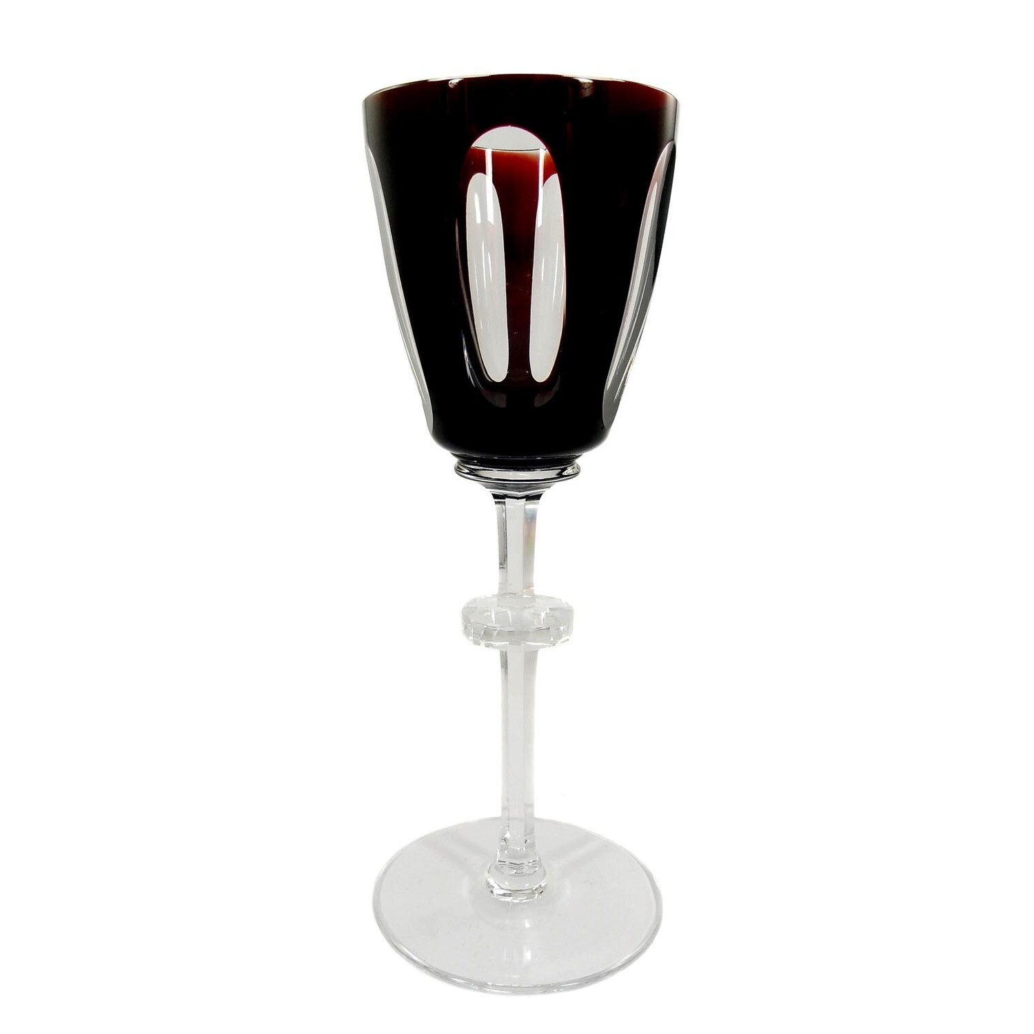 Stem glass with ruby-colored overlay, Josephinenhütte, designed by A. Pfohl, F.9012