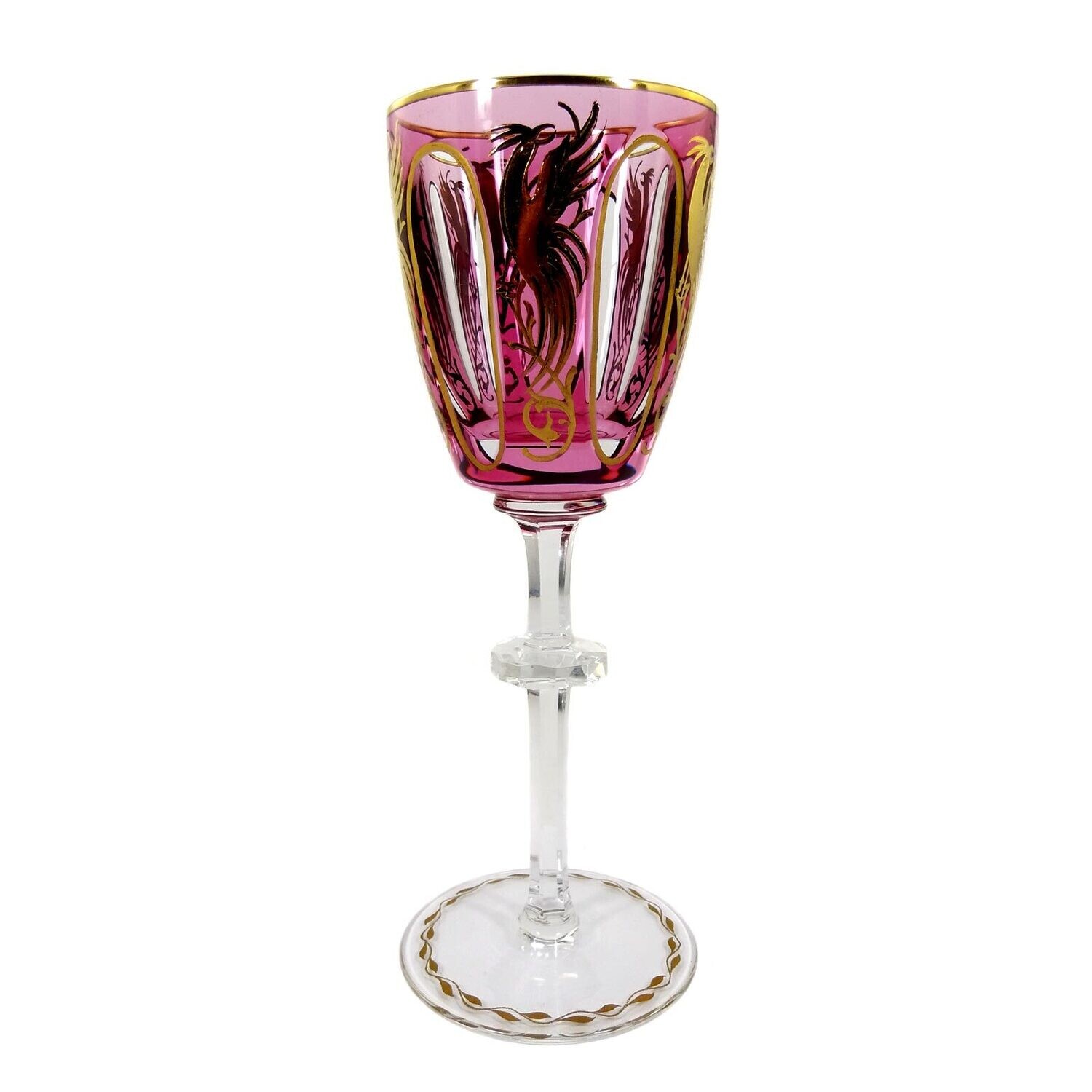 Stem glass with bird of paradise, designed by Alexander Pfohl, form 9012, Dec. 902