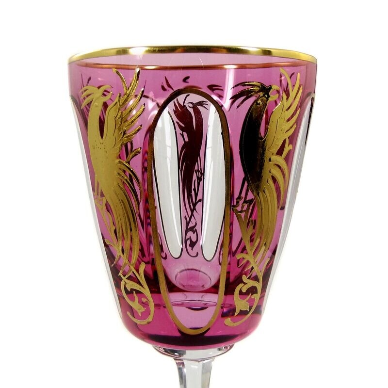 Stem glass with bird of paradise, designed by Alexander Pfohl, form 9012, Dec. 902