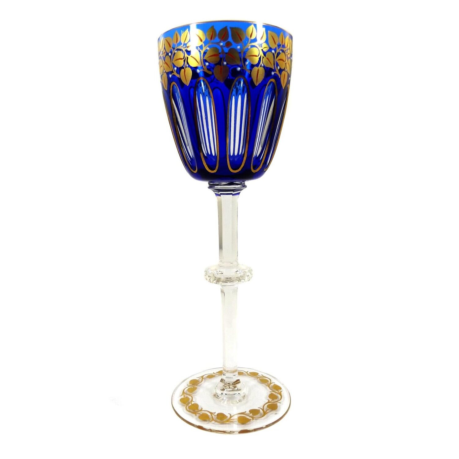 Stem glass with leaf border, form 90D, Josephinenhütte, designed by Alexander Pfohl