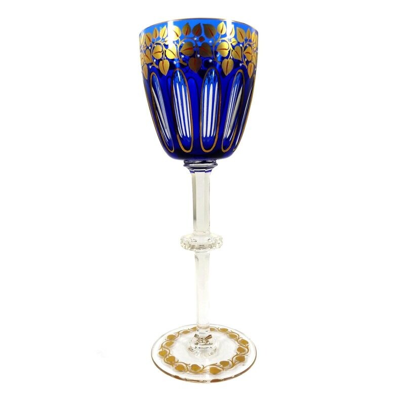 Stem glass with leaf border, form 90D, Josephinenhütte, designed by Alexander Pfohl