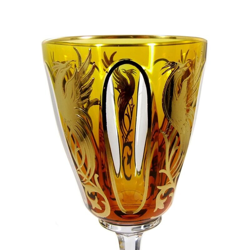 Stem glass with bird of paradise, designed by Alexander Pfohl, form 9012, Dec. 902