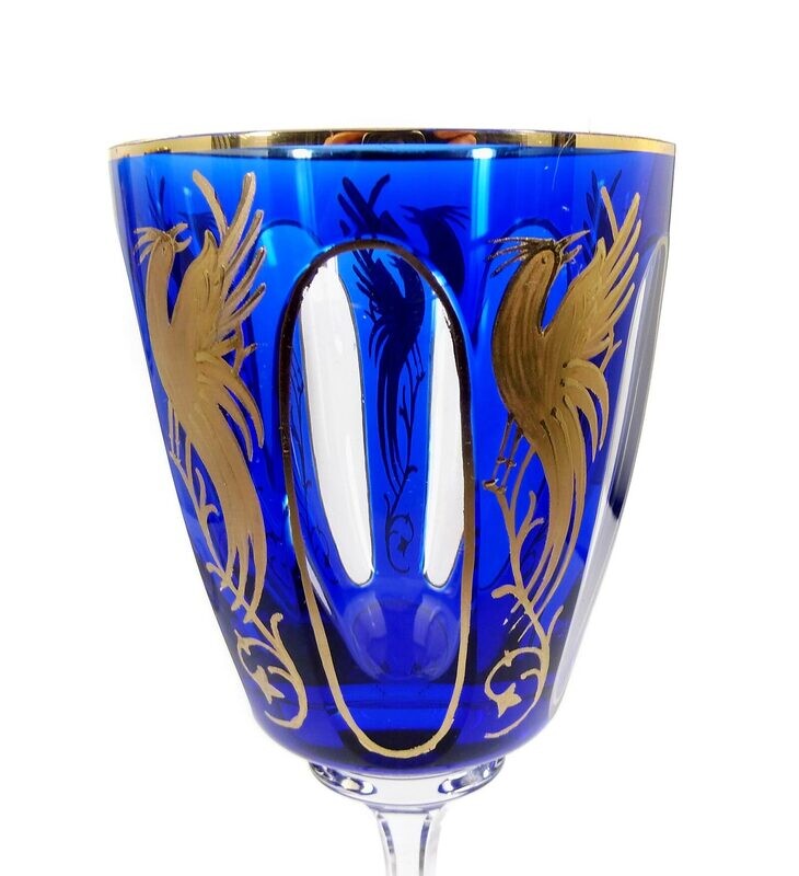 Stem glass with bird of paradise, designed by Alexander Pfohl, form 9012, Dec. 902