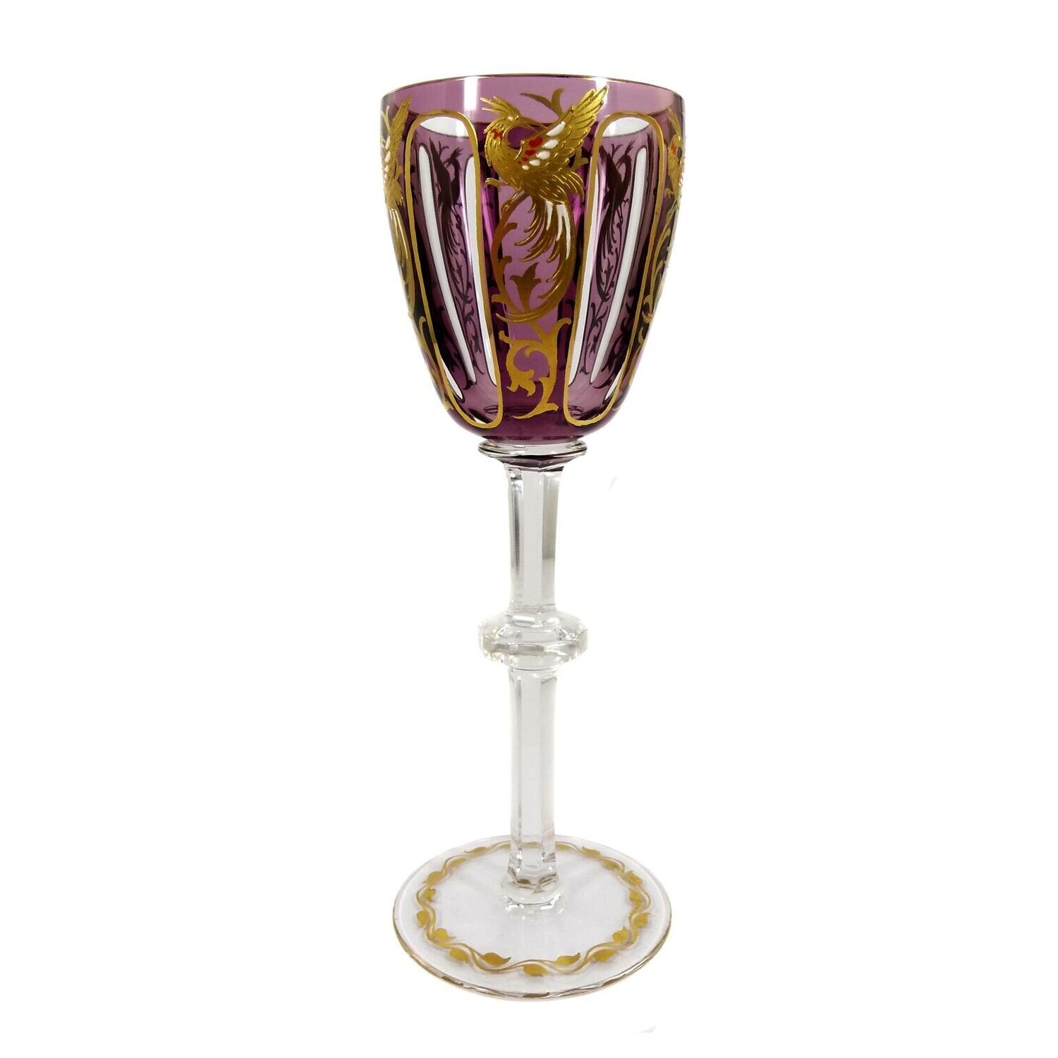 Stem glass with bird of paradise, form 90D, Josephinenhütte, designed by Alexander Pfohl