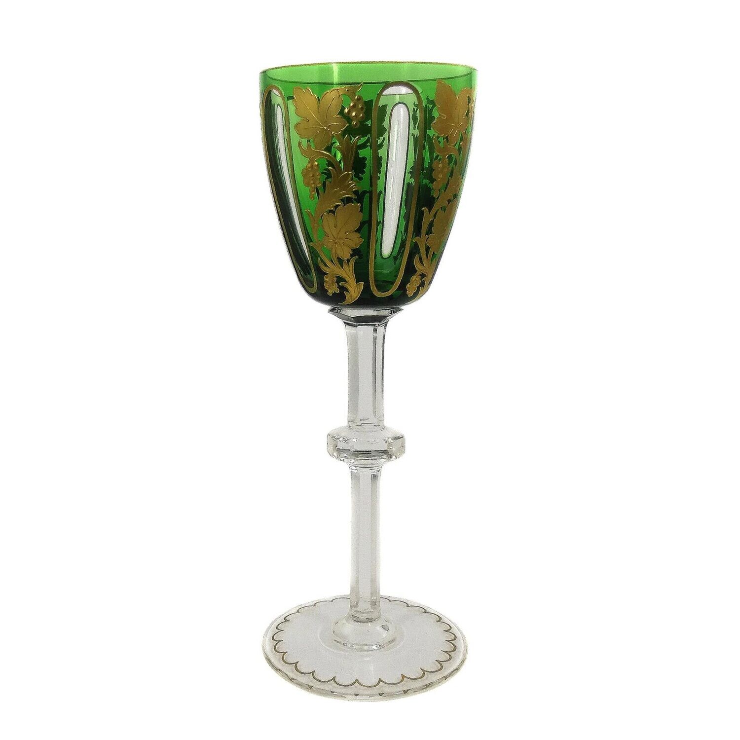 Stem glass with leaf border, form 90D, Josephinenhütte, designed by Alexander Pfohl