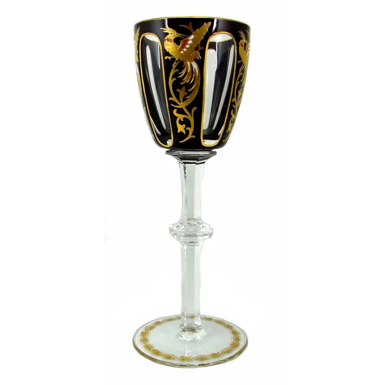 Stem glass with bird of paradise, form 90D, Josephinenhütte, designed by Alexander Pfohl