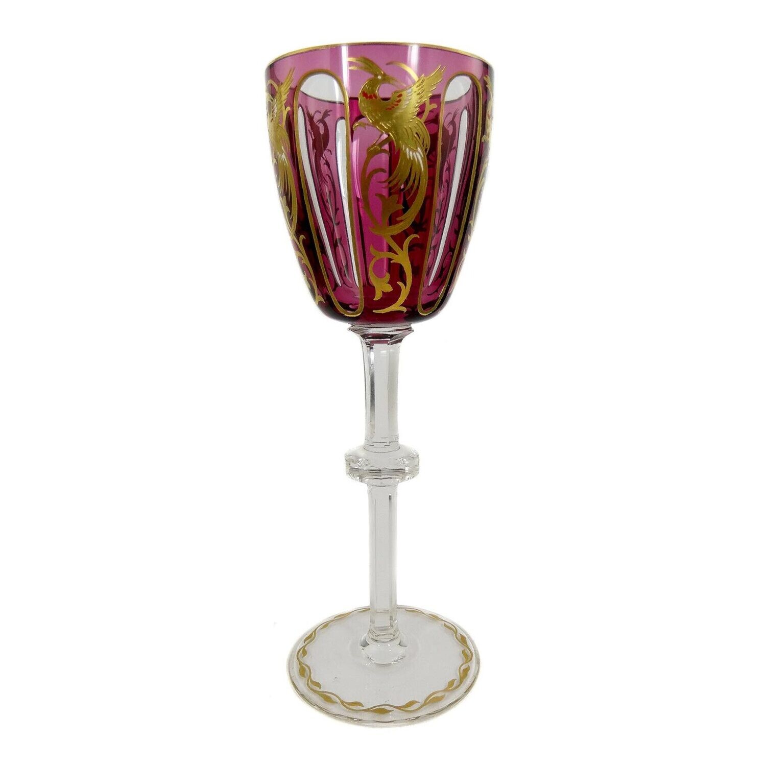Stem glass with bird of paradise, form 90D, Josephinenhütte, designed by Alexander Pfohl