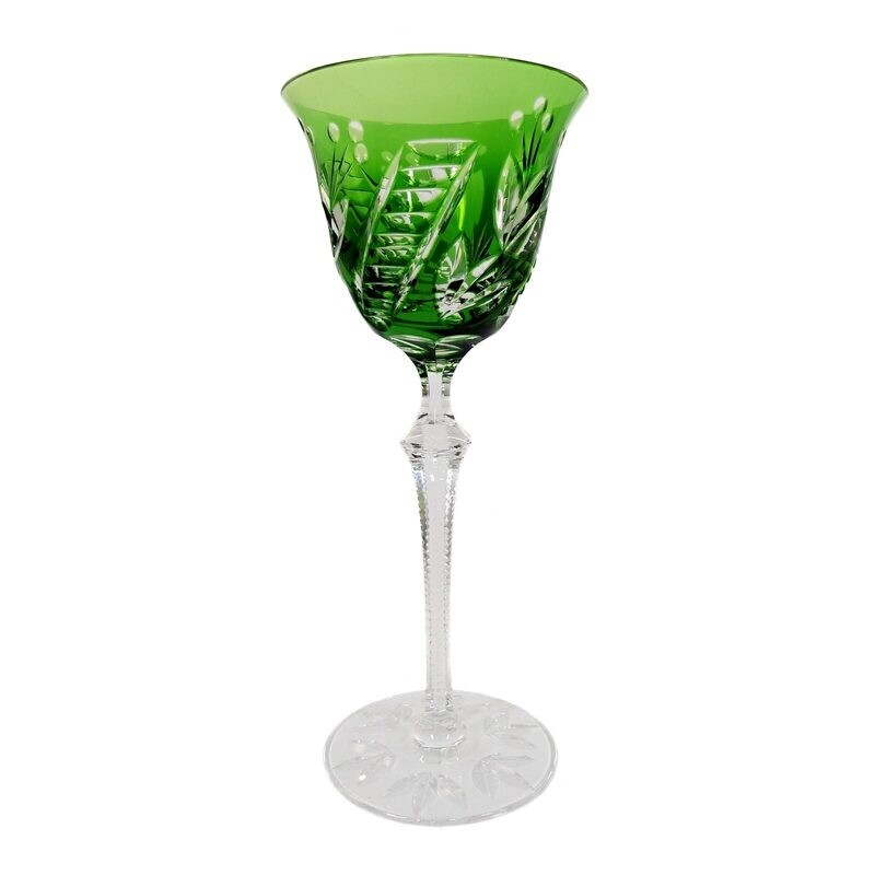 Stem glass with green cup, Josephinenhütte, duck. A. Pfohl around 1930