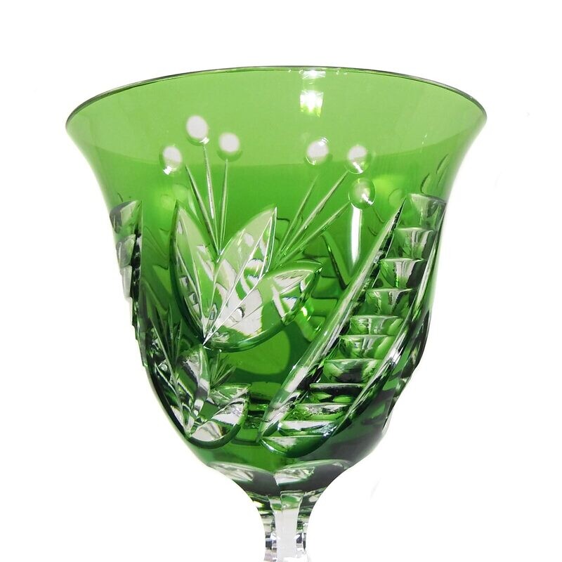 Stem glass with green cup, Josephinenhütte, duck. A. Pfohl around 1930