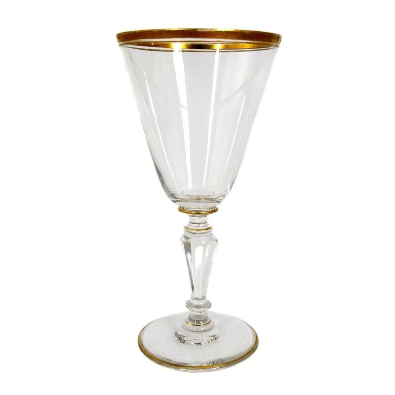 1 of 5. Wine glass with faceted stem and conical cup, Josephinenhütte