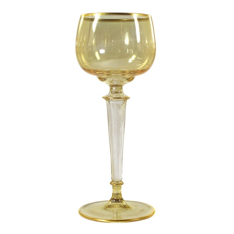 1st of 10. Stem glass with enclosed spiral glass threads, Josephinenhütte