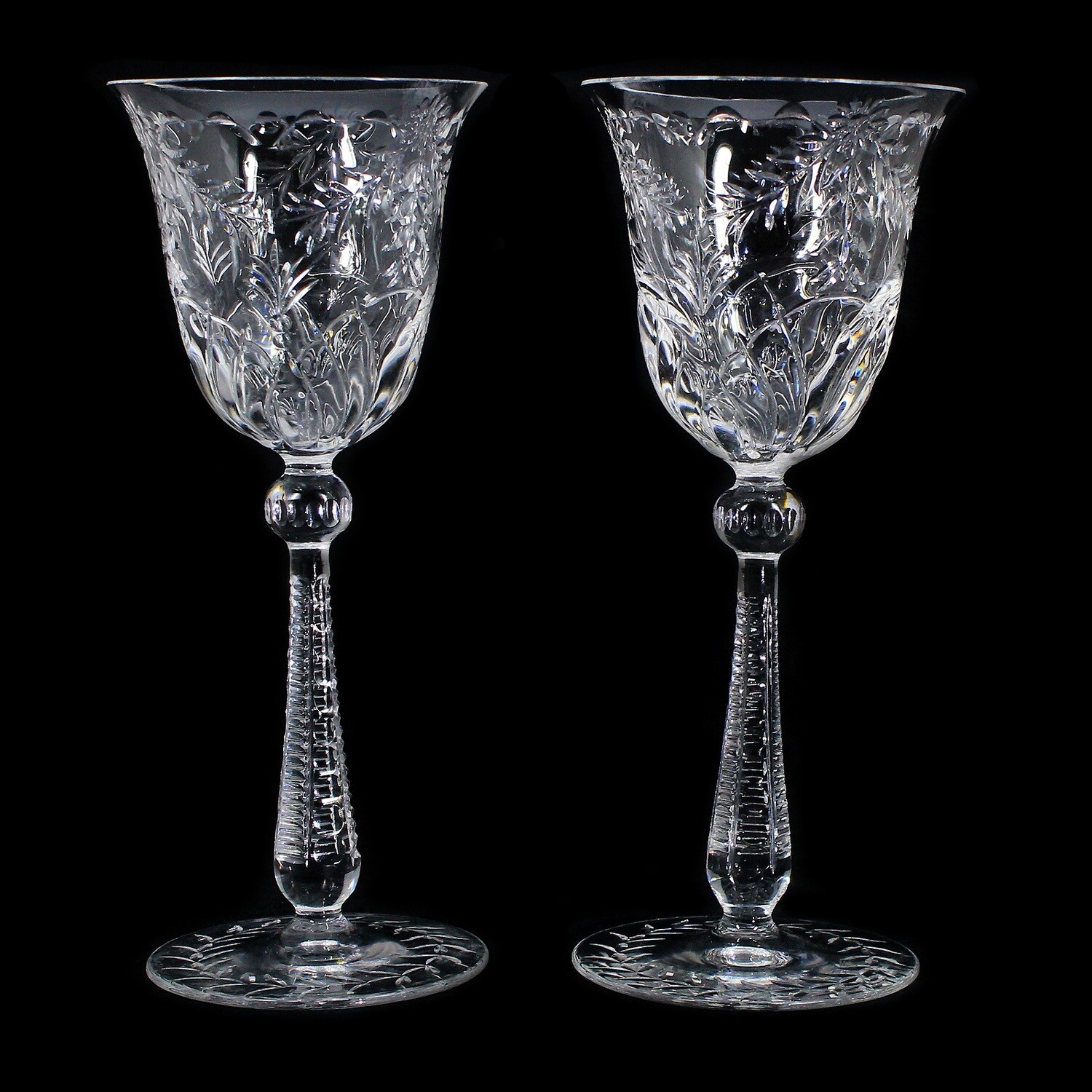 1st of 2. Wine glass with flower garlands, Josephinenhütte, Service Stefanie around 1900