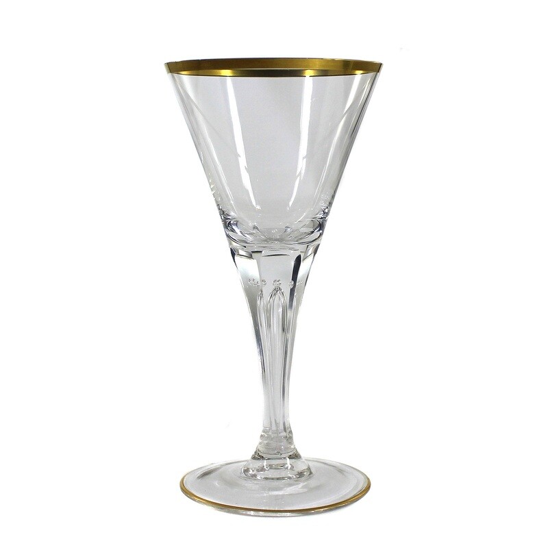 1st of 3. Madeira glass with faceted shaft and pierced air bubbles