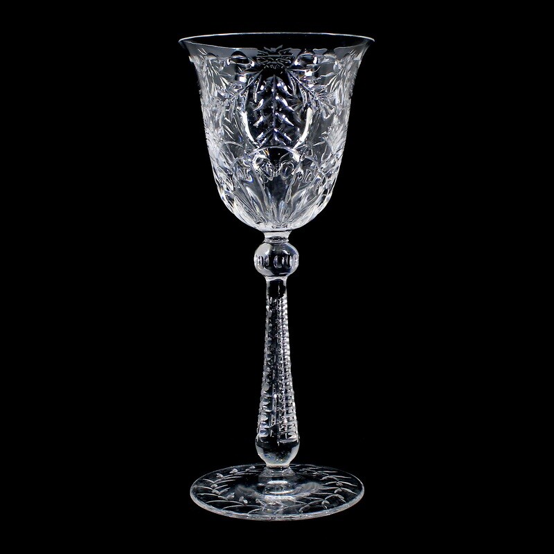 1st of 2. Wine glass with flower garlands, Josephinenhütte, Service Stefanie around 1900
